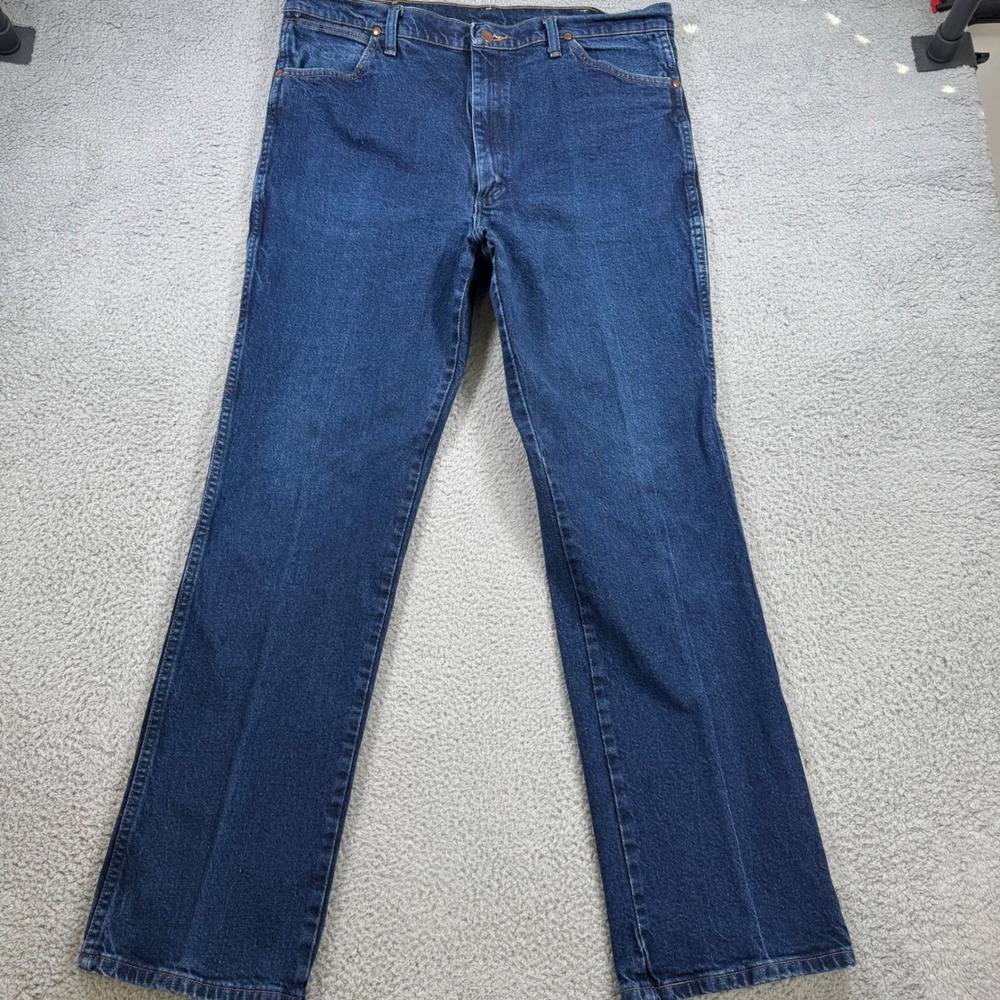 Wrangler 937STR Mens Slim‎ Fit Cowboy Cut Jeans Dark Wash Blue Stretch 38x32
